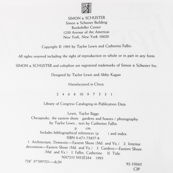 Chesapeake The Eastern Shore Featuring Gardens and Houses 1993 Hardcover DJ