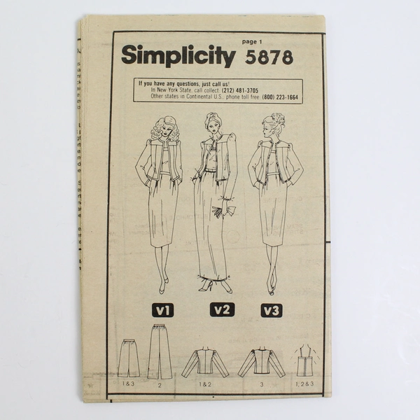 Vtg 1980 Simplicity 5878 Adolfo, Sz Miss K 8 10 12 Skirt Jacket Camisole Uncut