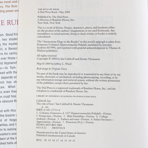 The Rule of Four by Caldwell, Ian; Thomason, Dustin