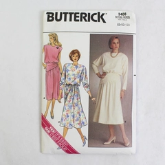 Vintage 1980 Butterick 3408, Sz Miss 8 10 12 Dress Belt Uncut
