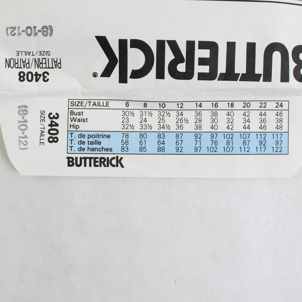 Vintage 1980 Butterick 3408, Sz Miss 8 10 12 Dress Belt Uncut