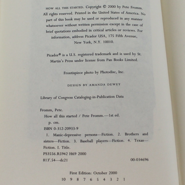 How All This Started by Pete Fromm (Hardcover, 2000)