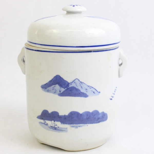 VTG Hand Painted Chinese Soup Pot with Lid 7.5" H x 5" W
