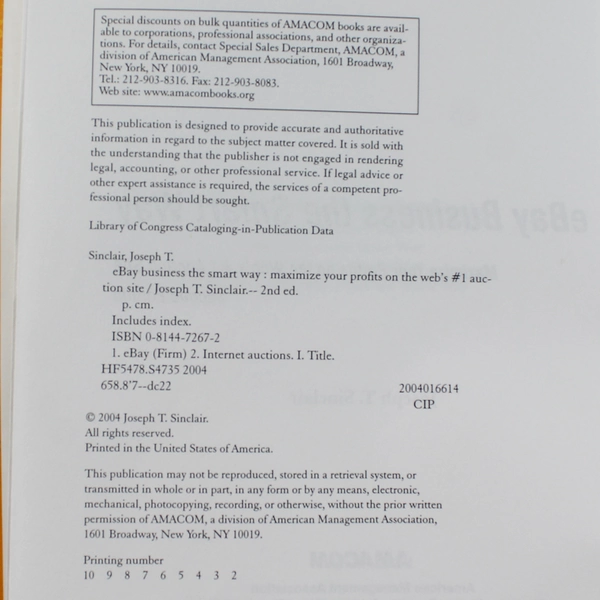 eBay Business the Smart Way Joseph T. Sinclair 2004 Hardcover