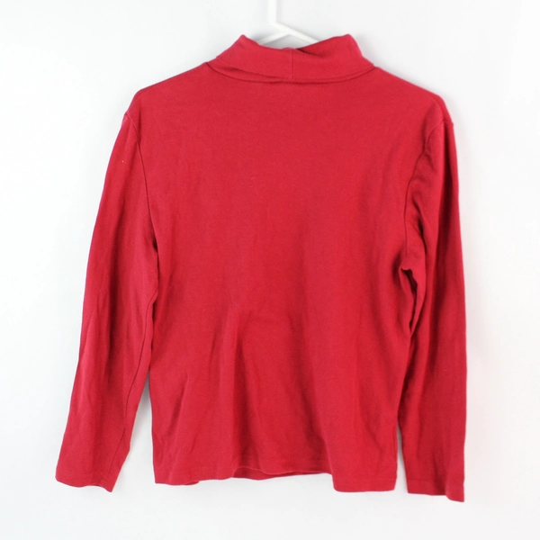 ERIKA Red Embroidered Christmas Turtleneck Top Women's Size M, Pre-Owned