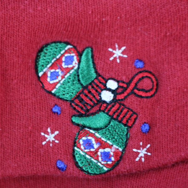 ERIKA Red Embroidered Christmas Turtleneck Top Women's Size M, Pre-Owned