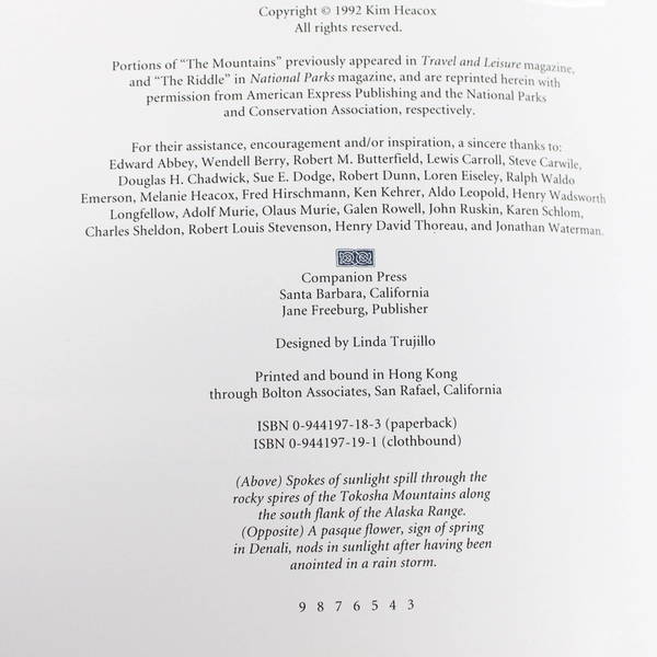 In Denali A Photographic Essay of Denali National Park Kim Heacox 1992 PB