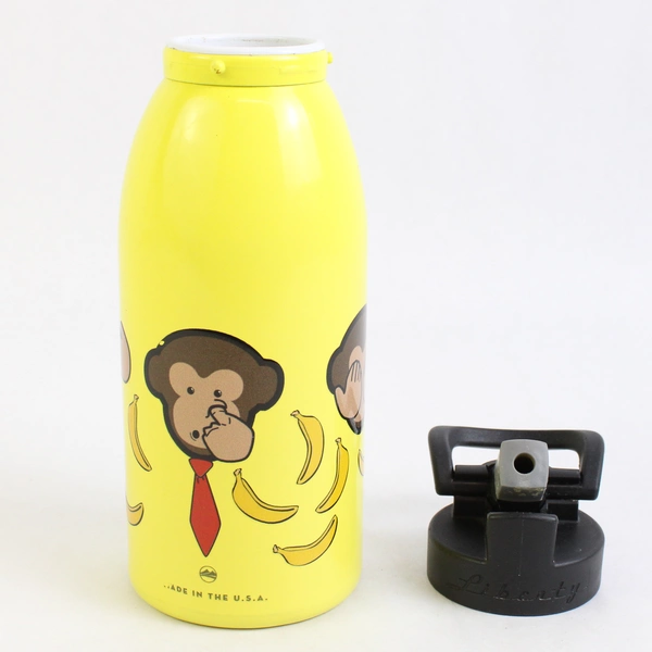 Liberty Bottleworks Yellow Water Bottle 16 Oz Aluminum Monkey See No Evil