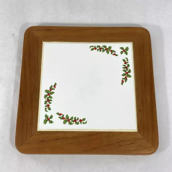 Wood N Toys Handmade Cork Back Tile Trivet Holly Fish 8.75 x 8.75 Inch