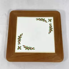 Wood N Toys Handmade Cork Back Tile Trivet Holly Fish 8.75 x 8.75 Inch
