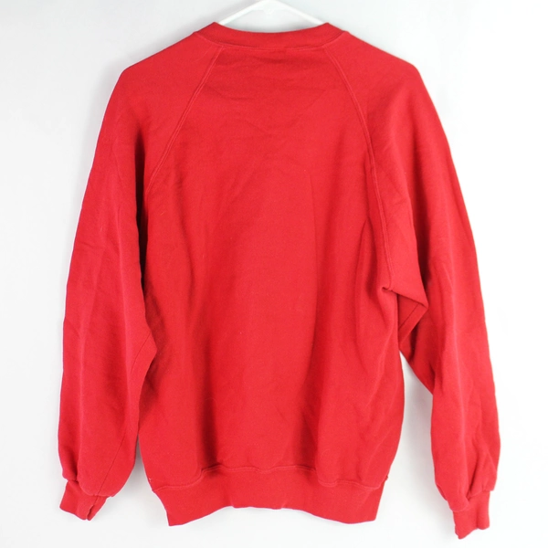 XL Red Jerzees Christmas Sweatshirt w/ Plaid Teddy Bear & Holly Design