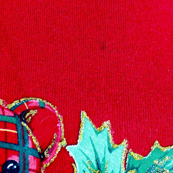 XL Red Jerzees Christmas Sweatshirt w/ Plaid Teddy Bear & Holly Design