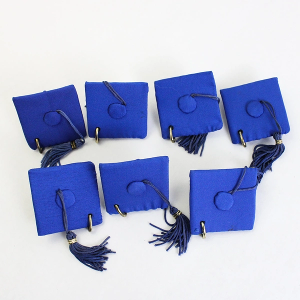 Lot of 7 Blue Graduation Caps for Keychains Party Favors or Decoration