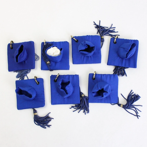Lot of 7 Blue Graduation Caps for Keychains Party Favors or Decoration