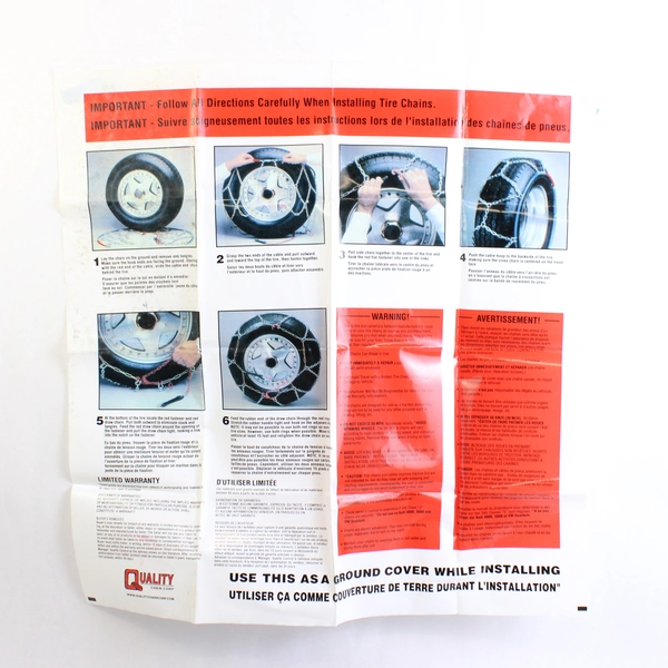 Set of 2 Quality Chain Corp Diamond Back European Hoop Style Tire Chains