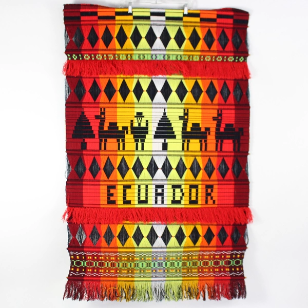 Ecuador Multicolor Striped Llama Woven Wall Tapestry 36" x 52"