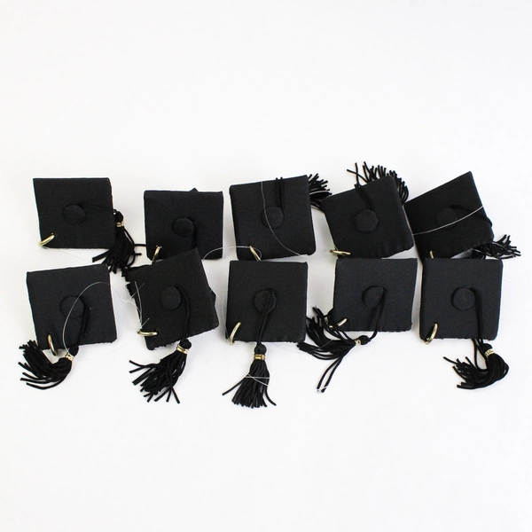 Lot of 10 Black Graduation Caps for Keychains Party Favors or Decoration