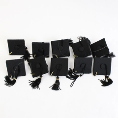 Lot of 10 Black Graduation Caps for Keychains Party Favors or Decoration