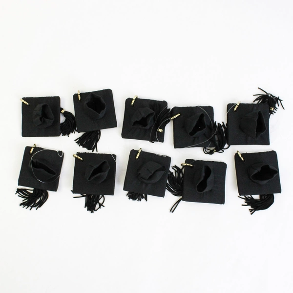 Lot of 10 Black Graduation Caps for Keychains Party Favors or Decoration