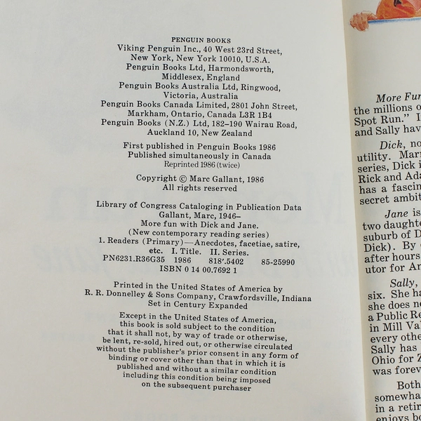 More Fun with Dick and Jane Marc Gallant 1986 Paperback