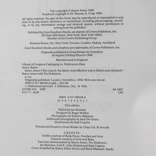 Karen Amen's the Crunch Tee Dobinson Karen Amen 1994 Hardcover