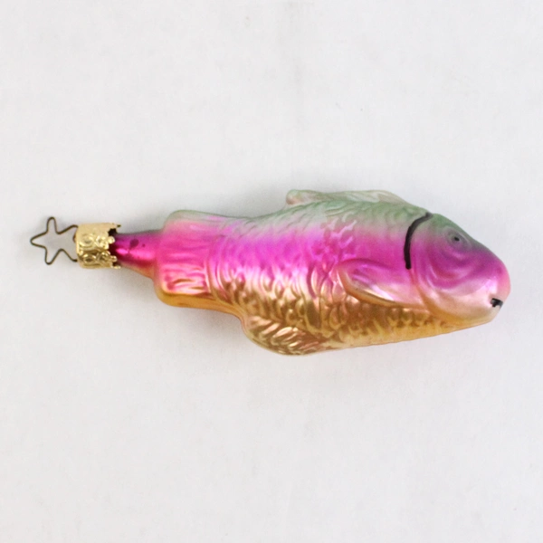 Vintage Mercury Glass Fish Ornament 4 inch Gold Green Pink  West Germany