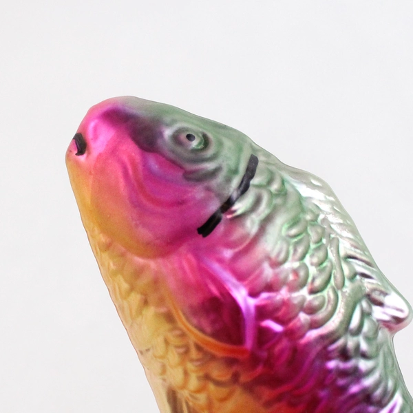 Vintage Mercury Glass Fish Ornament 4 inch Gold Green Pink  West Germany