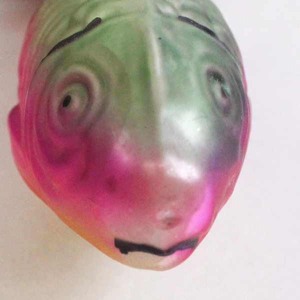 Vintage Mercury Glass Fish Ornament 4 inch Gold Green Pink  West Germany