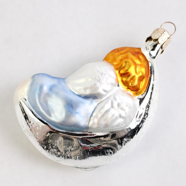 Angel Lying On A Crescent Moon Mercury Glass Ornament Czech Republic