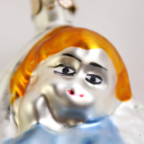 Angel Lying On A Crescent Moon Mercury Glass Ornament Czech Republic