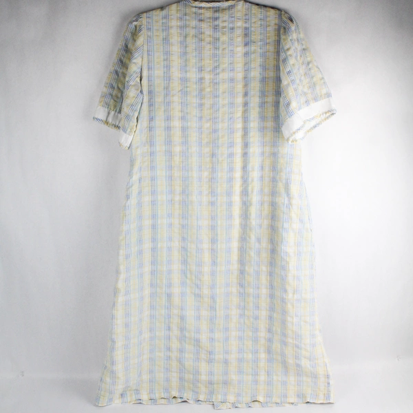 Herbcraft Short Sleeve House Dress Sz 4 Pockets Snap Buttons Plaid Flower