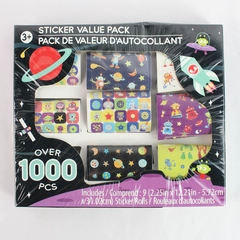 Sticker Value Pack: Over 100 Pcs, Includes 9 Sticker Rolls Space & Alien Themed