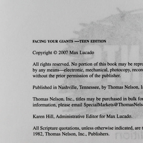 Facing Your Giants Teen Edition by Max Lucado 2007 Paperback Ex-Library Book