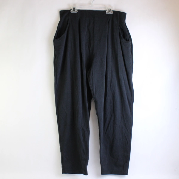 My Boyfriend Black Pants Pockets Women's 2XL Elastic Waist Pleated Front