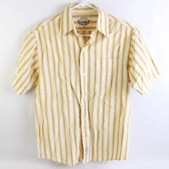 Arizona Men's Button Up Shirt Size L Yellow Striped Short Sleeve
