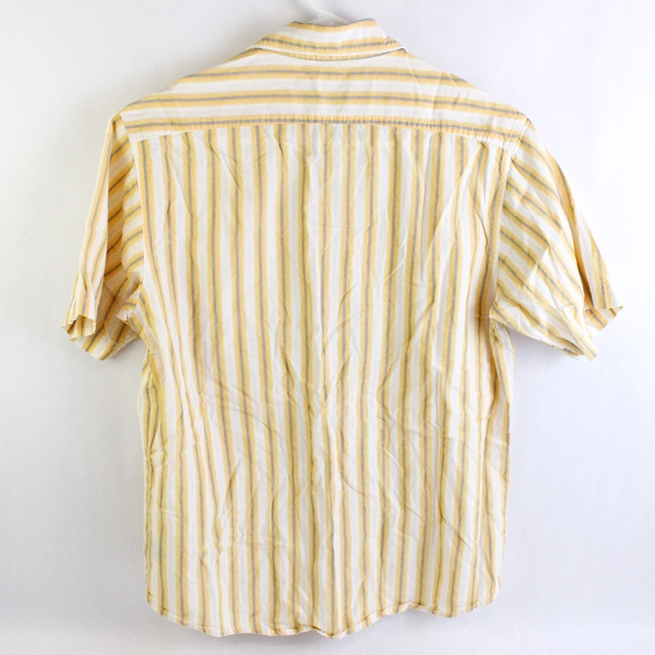 Arizona Men's Button Up Shirt Size L Yellow Striped Short Sleeve