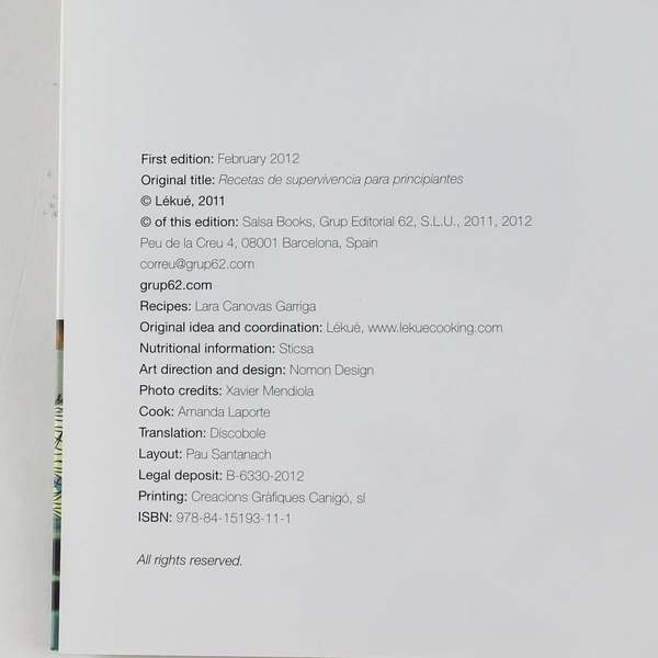 Lekue Beginner's Survival Cookbook 2012 Paperback