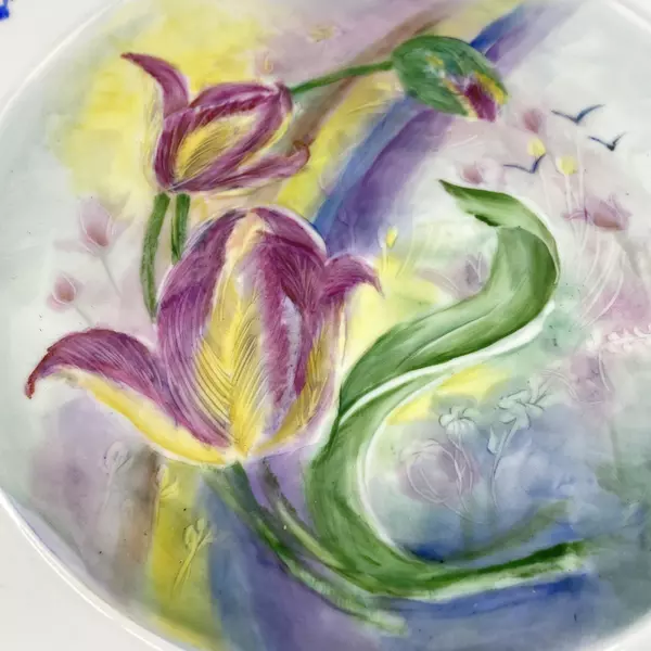 Fitz And Floyd Everyday White Porcelain Plate Hand Painted Joy Williams 