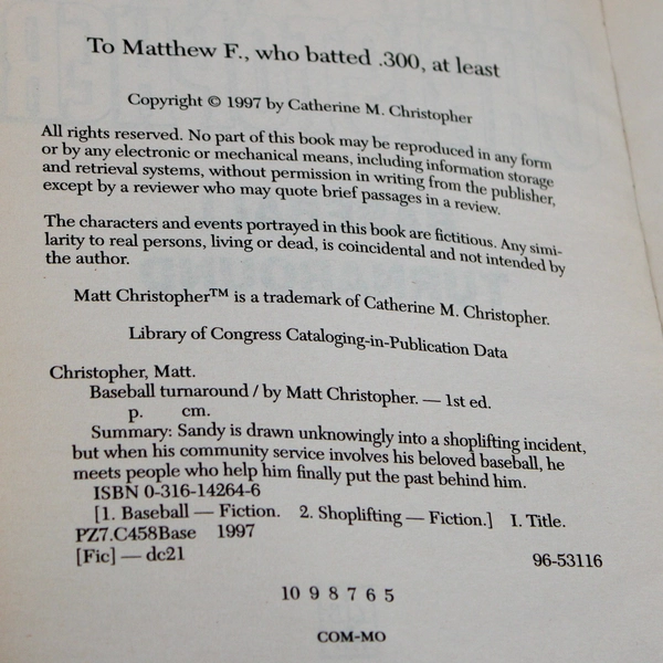 Lot Of 2 Baseball Books For Kids (1997, 1990, Paperback)