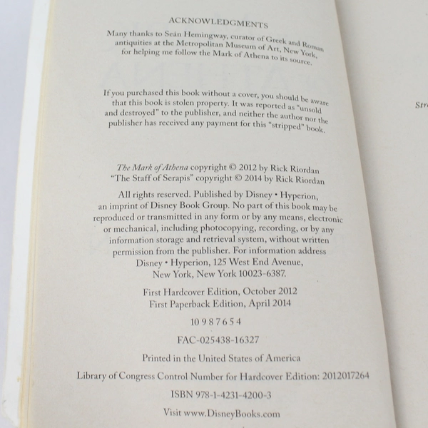 The Mark of Athena by Rick Riordan Paperback 2014 - Pre-Owned, Good Condition