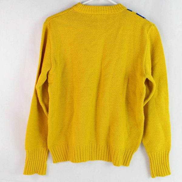 Vintage Dehen Knitting Co. Yellow Knit Sweater Women's Medium Blue Stripes