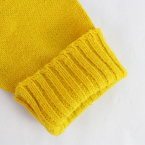 Vintage Dehen Knitting Co. Yellow Knit Sweater Women's Medium Blue Stripes