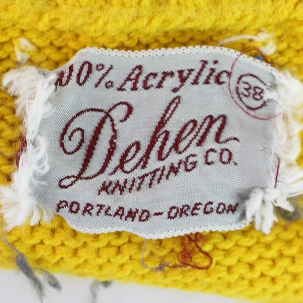Vintage Dehen Knitting Co. Yellow Knit Sweater Women's Medium Blue Stripes
