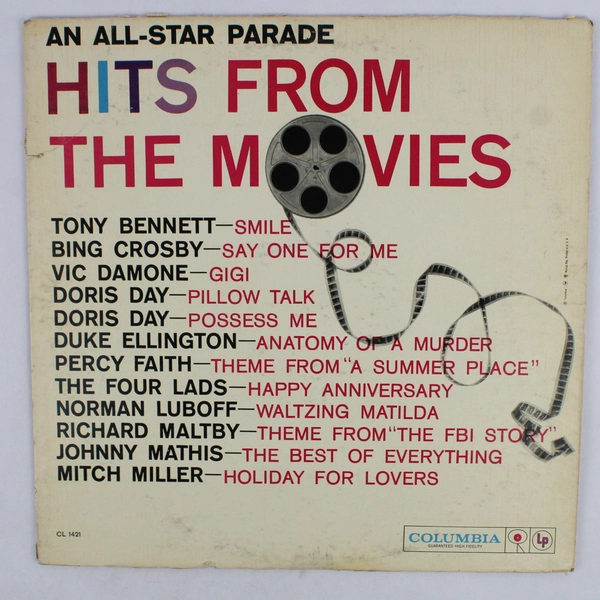 Hits From The Movies Vinyl LP Record Album Bing Crosby, Doris Day, Percy Faith