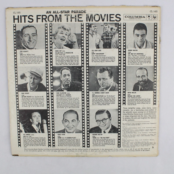 Hits From The Movies Vinyl LP Record Album Bing Crosby, Doris Day, Percy Faith