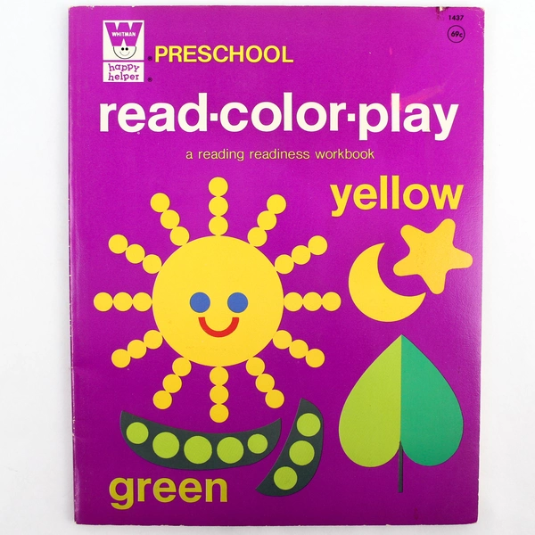 Whitman Happy Helper Preschool Read Color Play Reading Workbook 1971