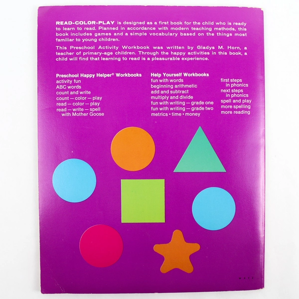 Whitman Happy Helper Preschool Read Color Play Reading Workbook 1971