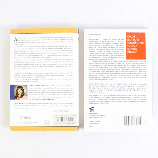 Set of 2 Gluten Books The Gluten Connection & Dangerous Grains Health Care