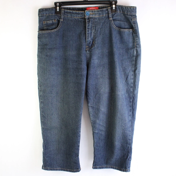 Jeanbay Denim Capri Women's Size 16 Bedazzled Medium Wash High Rise
