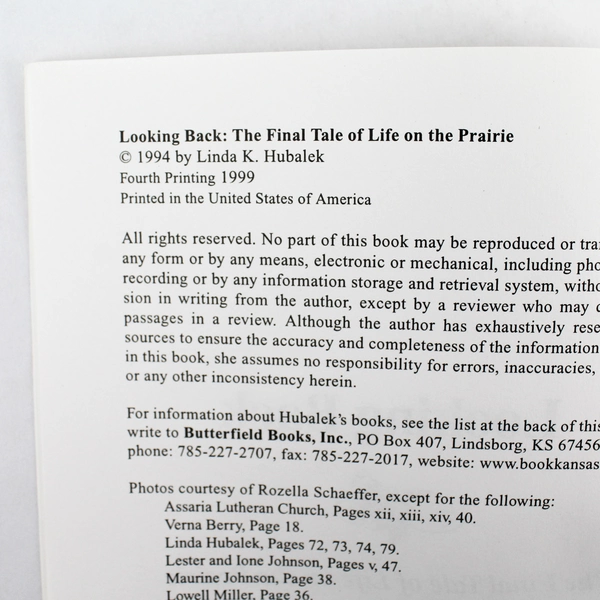 Looking Back by Linda K. Hubalek Book 4 1999 Butterfield Books Paperback